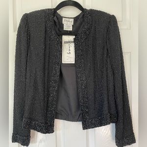 NWT Vintage Stenay 90's Black Beaded 
Jacket Small Formal Cocktail Evening Silk